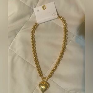 Puff Heart Necklace. 18 in. New; never worn